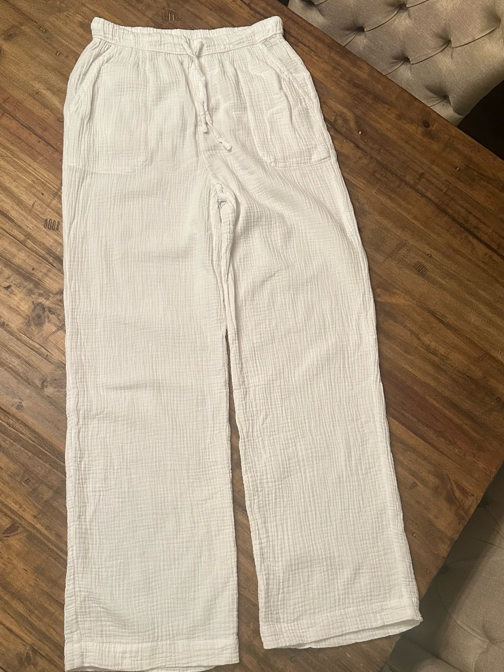 Splendid Off-White Cotton-Linen Drawstring Joggers